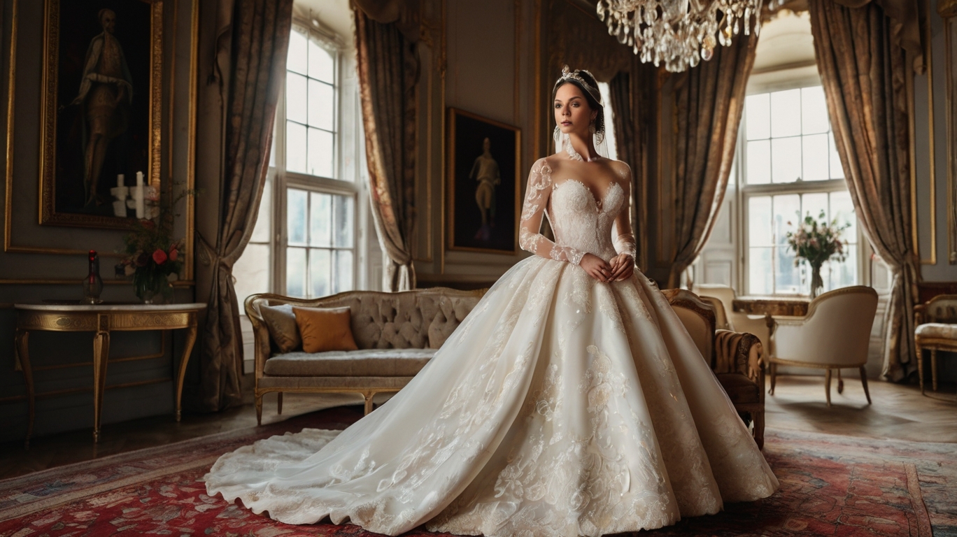 Royal style wedding dress